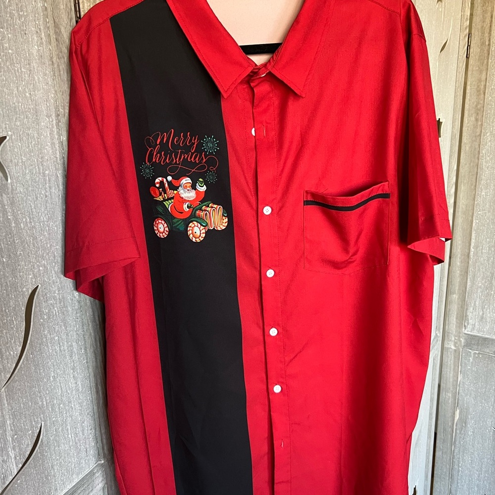 Red and Black Casual Button Down Shirt
